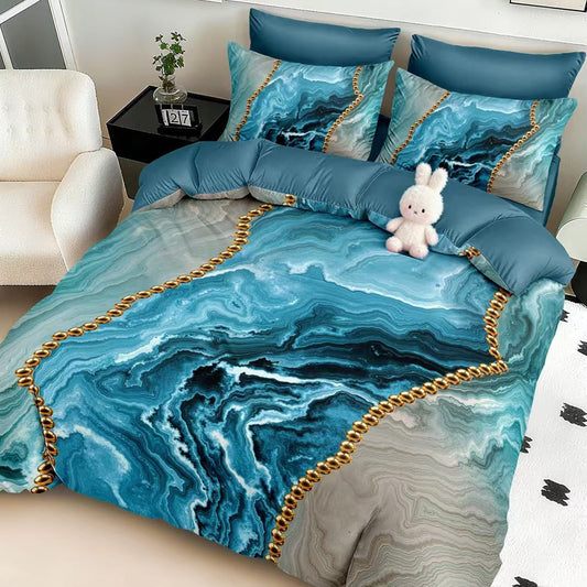 Σετ Σεντόνια Διπλά με λάστιχο, 100% Βαμβάκι, 6 τμχ, 5D-18