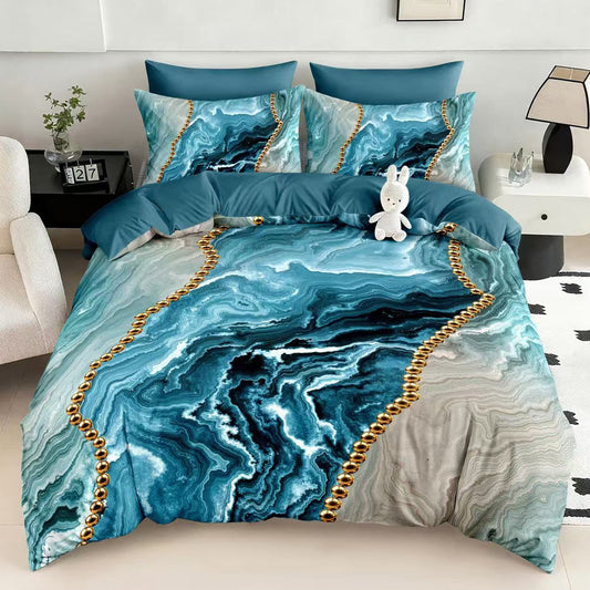 Σετ Σεντόνια Διπλά με λάστιχο, 100% Βαμβάκι, 6 τμχ, 5D-18