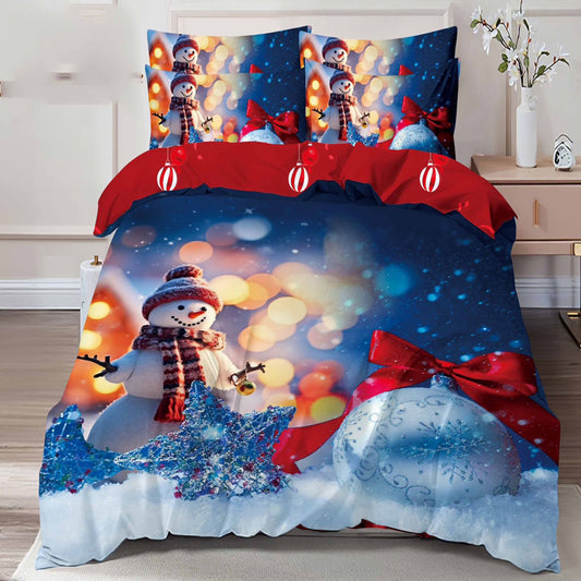 Χριστουγεννιάτικο Σετ Σεντόνια Μονό 4 Τεμαχίων, 100% Βαμβάκι - QY-34