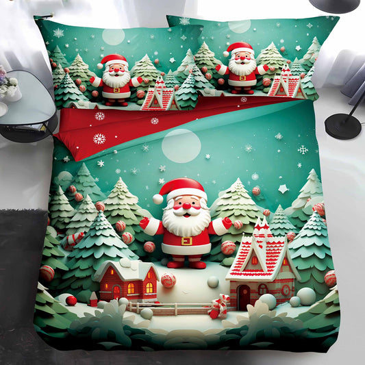 Μονό χριστουγεννιάτικο σετ από 100% βαμβάκι σε 4 τεμάχια με κωδικό QY-17