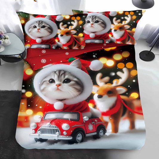 Μονό χριστουγεννιάτικο σετ από 100% βαμβάκι σε 4 τεμάχια με κωδικό QY-18