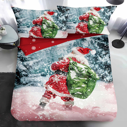 Μονό χριστουγεννιάτικο σετ από 100% βαμβάκι σε 4 τεμάχια με κωδικό QY-19