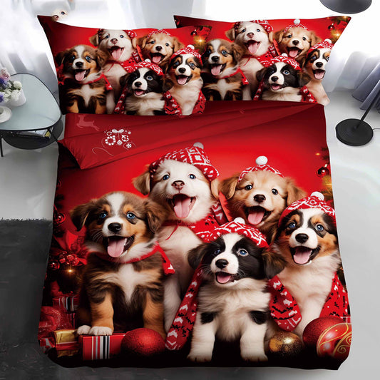 Μονό χριστουγεννιάτικο σετ από 100% βαμβάκι σε 4 τεμάχια με κωδικό QY-21