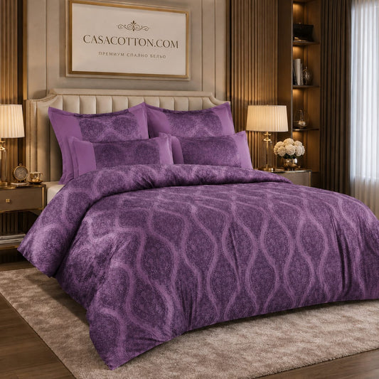 Σετ Σεντόνια Διπλά Βαμβακοσατέν με Ζακάρ 6 τμχ, S355