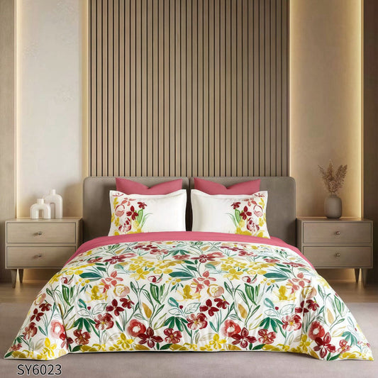 Σετ Σεντόνια Διπλά με λάστιχο, 100% Βαμβάκι, 6 τμχ, με κωδικό, SY6023