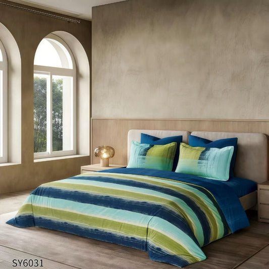 Σετ Σεντόνια Διπλά με λάστιχο, 100% Βαμβάκι, 6 τμχ, με κωδικό, SY6031