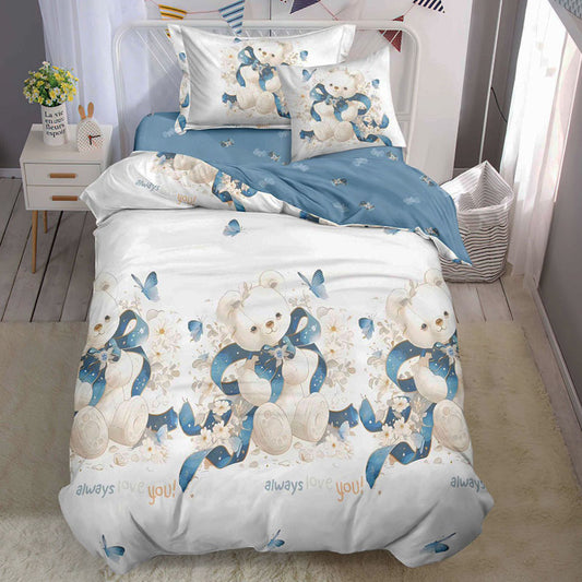 Μονά Σετ σεντόνια με λάστιχο, 100% Βαμβάκι, 4 τμχ. T60-134