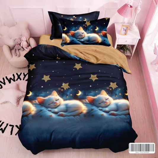 Μονά Σετ σεντόνια με λάστιχο, 100% Βαμβάκι, 4 τμχ. T60-156