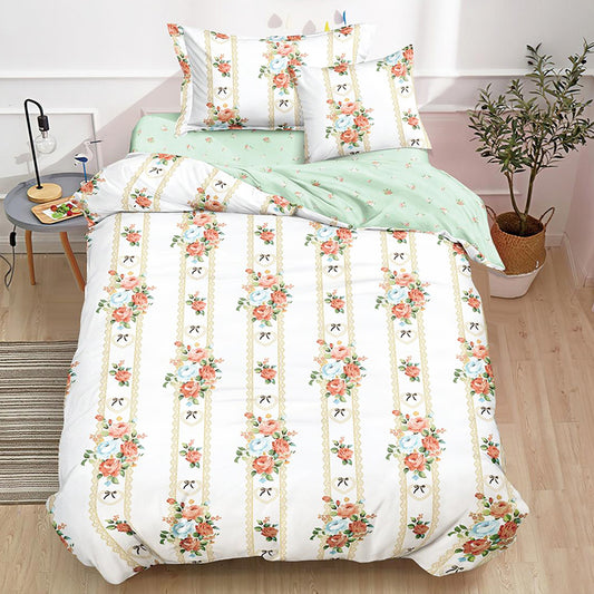 Μονά Σετ σεντόνια με λάστιχο, 100% Βαμβάκι, 4 τμχ. T60-27