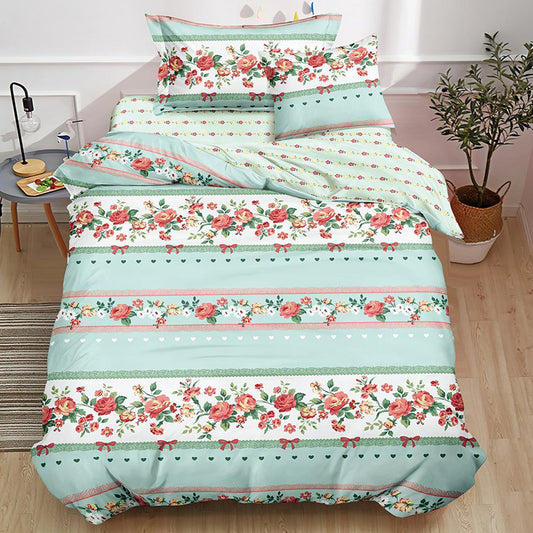 Μονά Σετ σεντόνια με λάστιχο, 100% Βαμβάκι, 4 τμχ. T60-28