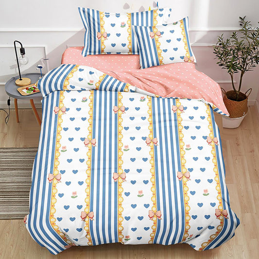 Μονά Σετ σεντόνια με λάστιχο, 100% Βαμβάκι, 4 τμχ. T60-32