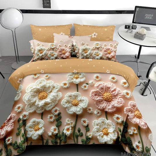 Σετ Σεντόνια Διπλά με λάστιχο 180 x 200, 100% Βαμβάκι, 4 τμχ, με κωδικό,WD8-02