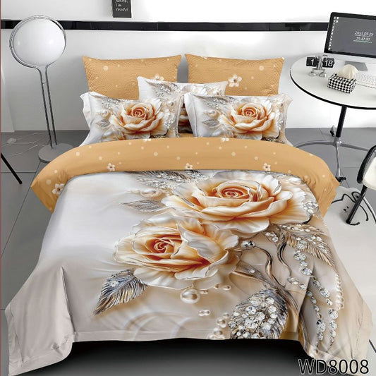 Σετ Σεντόνια Διπλά με λάστιχο 180 x 200, 100% Βαμβάκι, 4 τμχ, με κωδικό,WD8-08