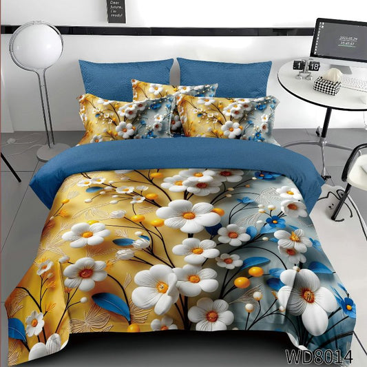 Σετ Σεντόνια Διπλά με λάστιχο 180 x 200, 100% Βαμβάκι, 4 τμχ, με κωδικό,WD8-14