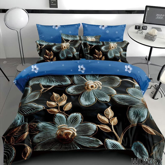 Σετ Σεντόνια Διπλά με λάστιχο 180 x 200, 100% Βαμβάκι, 4 τμχ, με κωδικό,WD8-17