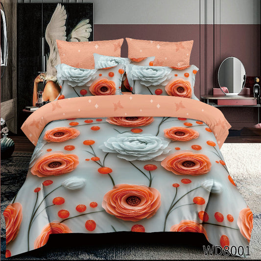 Σετ Σεντόνια Διπλά με λάστιχο 180 x 200, 100% Βαμβάκι, 4 τμχ, με κωδικό,WD8-01