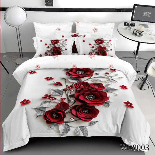 Σετ Σεντόνια Διπλά με λάστιχο 180 x 200, 100% Βαμβάκι, 4 τμχ, με κωδικό,WD8-03