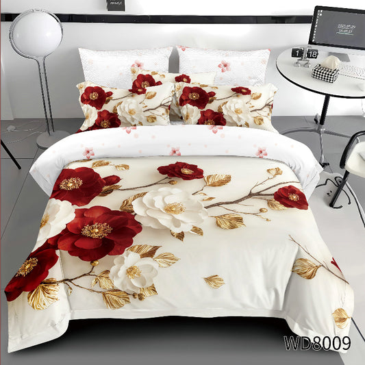 Σετ Σεντόνια Διπλά με λάστιχο 180 x 200, 100% Βαμβάκι, 4 τμχ, με κωδικό,WD8-09