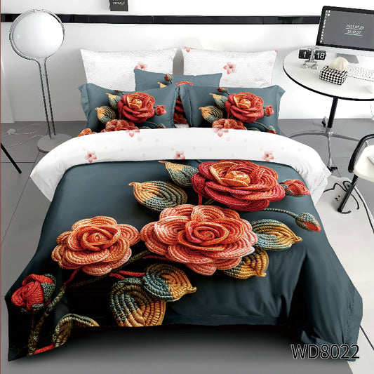 Σετ Σεντόνια Διπλά με λάστιχο 180 x 200, 100% Βαμβάκι, 4 τμχ, με κωδικό,WD8-22