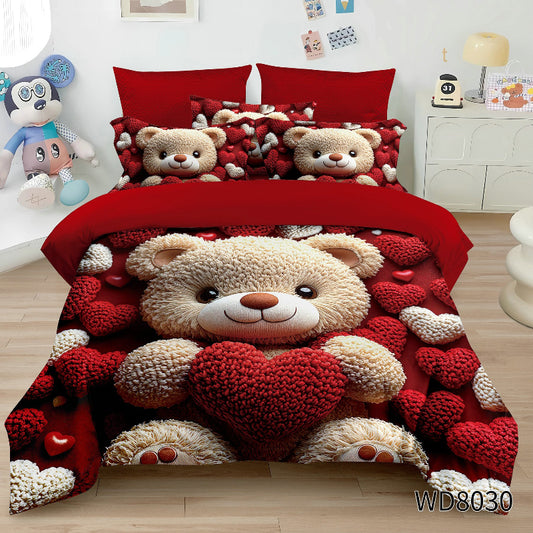 Σετ Σεντόνια Διπλά με λάστιχο 180 x 200, 100% Βαμβάκι, 4 τμχ, με κωδικό,WD8-30